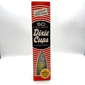 Vintage 60s NOS Dixie Cups 50 Pack 5 Oz Refill Pastel Colors Cold Drink Sealed